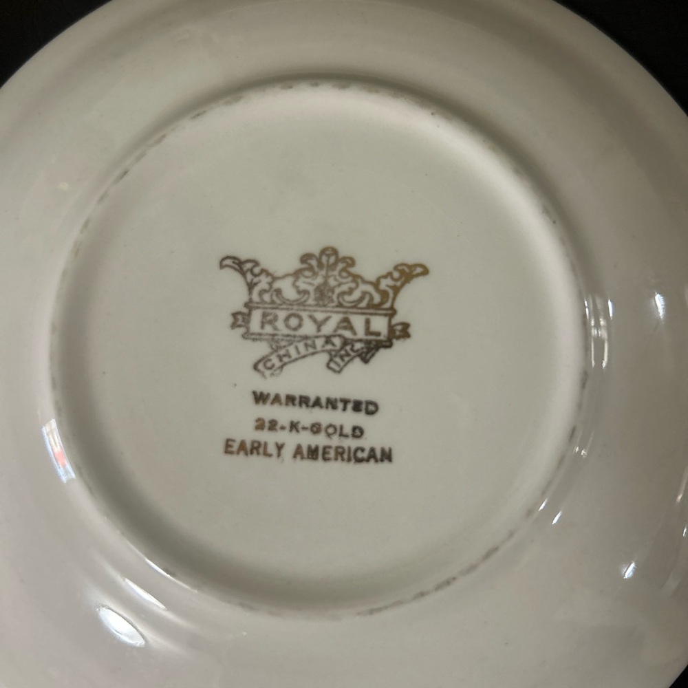 Bundle of 4 USA 250th Royal China Early America 22k Gold Desert Dish - Picture 6 of 6